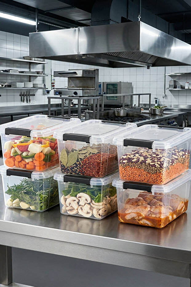 📦 Set of 6 5 Liter Plastic Lockable Storage Containers with Lids, Food Organizer Transparent Box