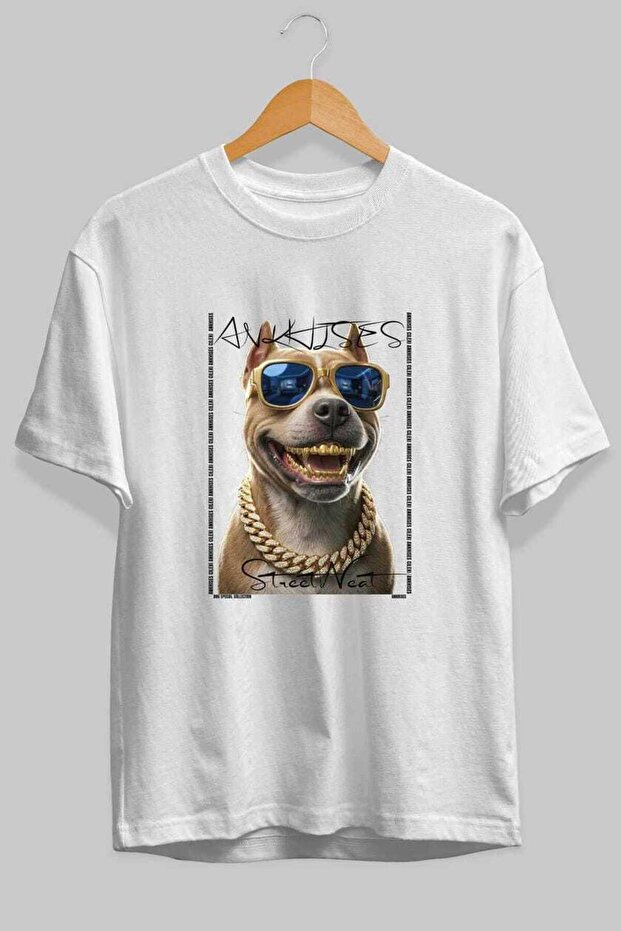For Dog Lovers 49 Front Dog Printed White Oversize T-Shirt 100% Cotton Unisex Dog Lover Premium Design