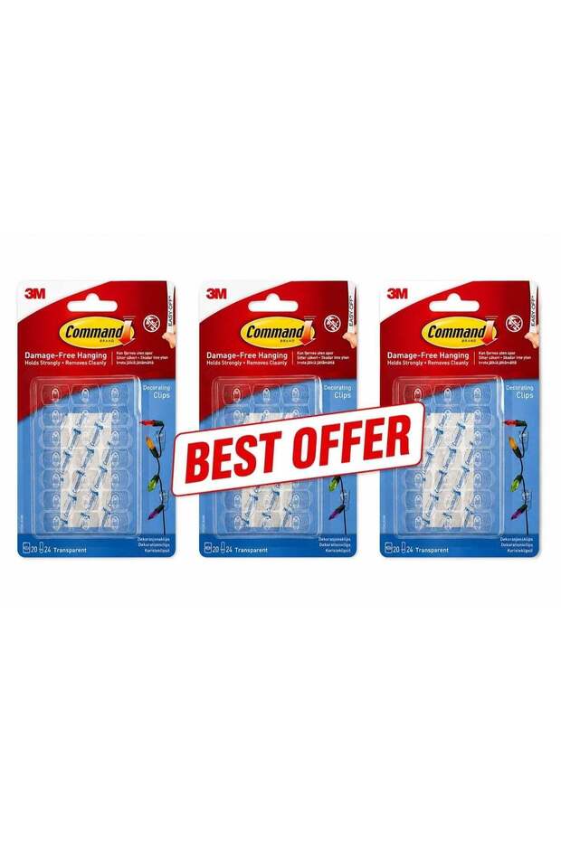 BEST OFFER 3 Boxes of 3M Command Damage Free Hanging Clips No drilling or wall damage