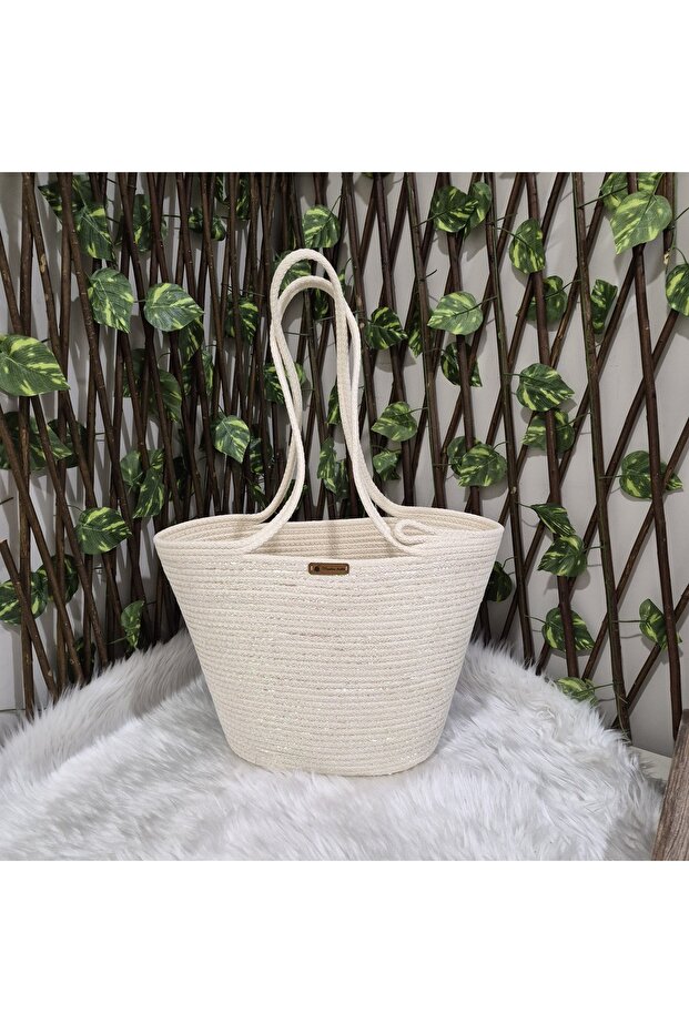 Handmade Straw Rope Planting Sim Detailed Shoulder Bag Summer Beach Bag