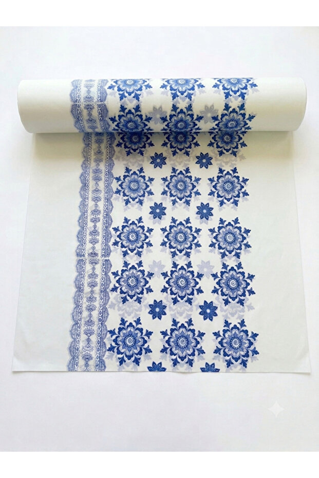 Sufra Roll Table Sheet Plastic Table cloth, Blue color Flower print (180mtr x 1.42mtr x 10kg).