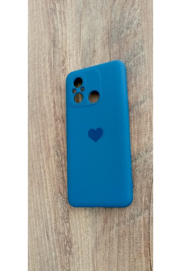 Xiaomi Redmi 12C Heart Printed Velvet Inside Premium Silicone Phone Case (Dark Blue Color)