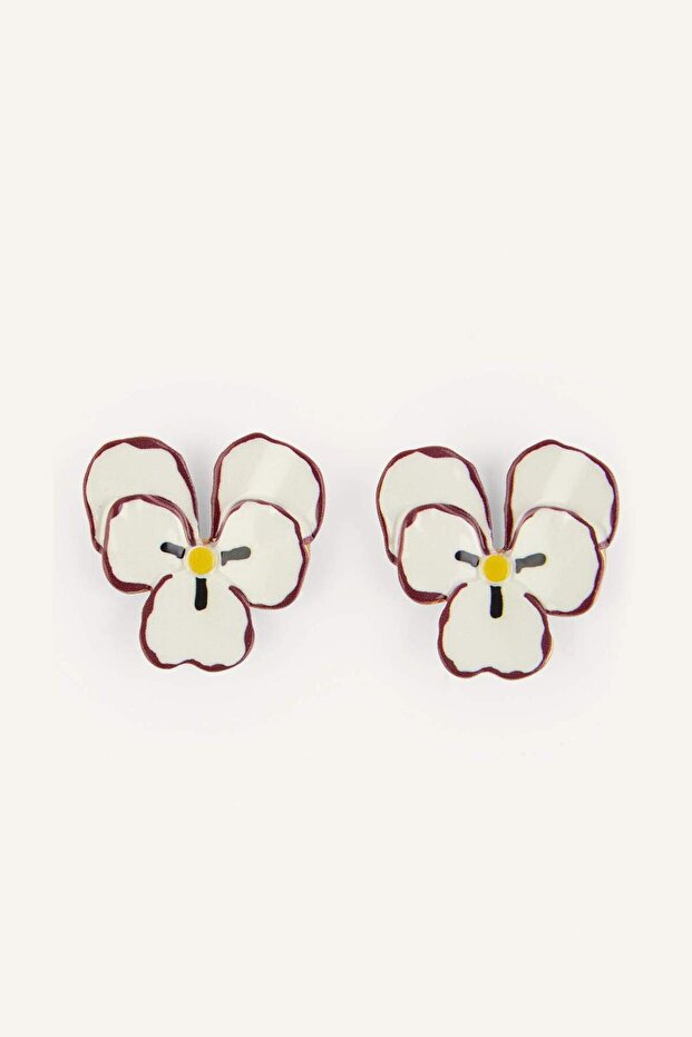 Women's Floral White Earrings H9964Axns