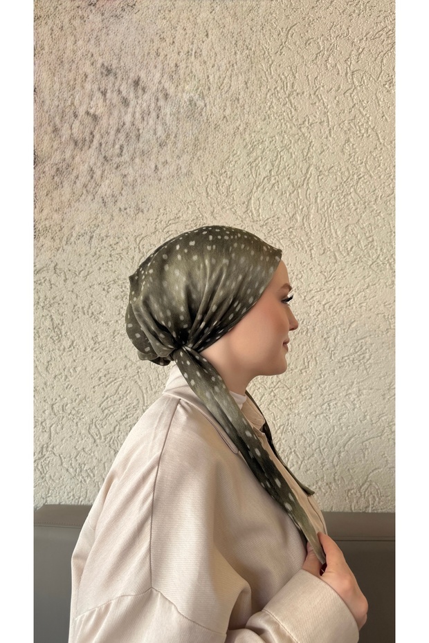 Khaki Deer Pattern Cheesecloth Scarf Bonnet - Non-Slip, Anti-Sweat (Non-Slip)