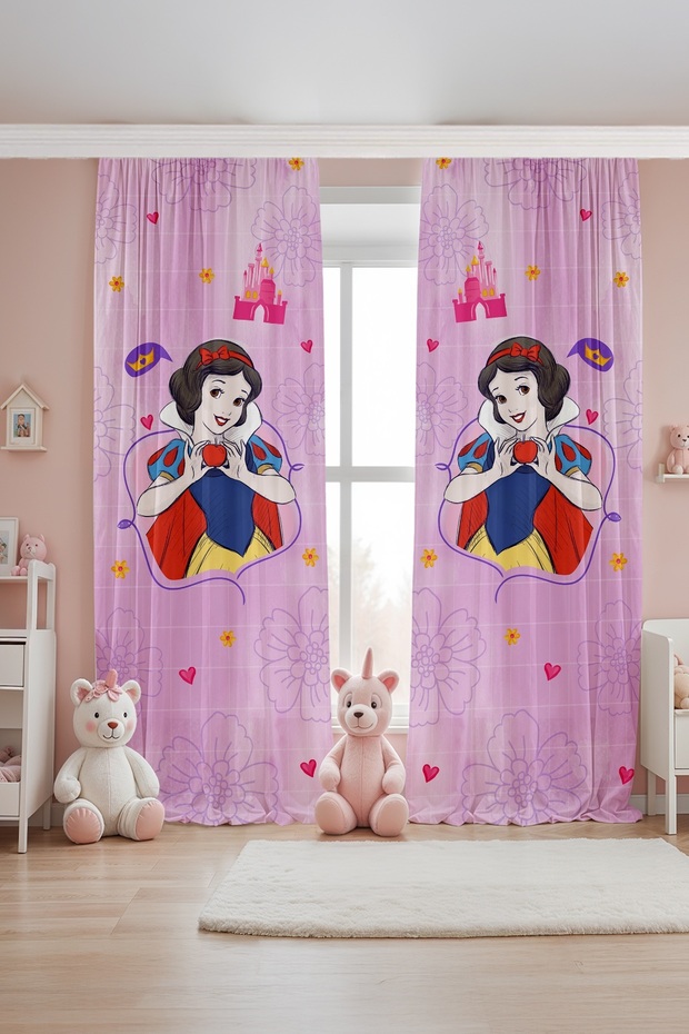 Princess and Red Apple Patterned Children's Baby Room Background Curtain (Single Panel Pricing)