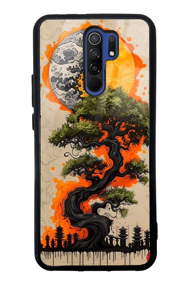 Xiaomi Redmi 9 Glossy Phone Case with Pagoda Silhouette Design