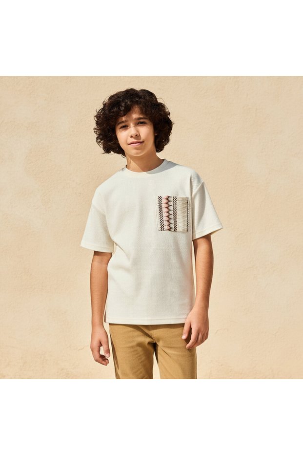 Crew Neck Short Sleeves T-shirt with Patch Pocket