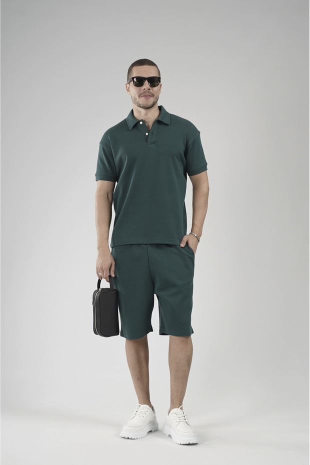 Trend Biz Half Oversize Polo Collar Men's Shorts Set