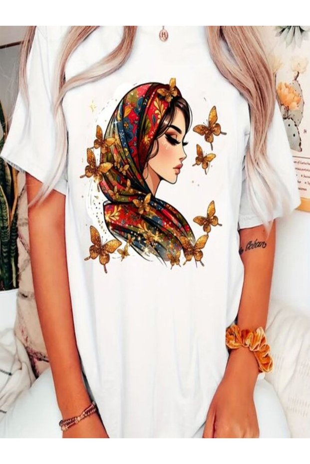 Colorful Patterned Women's Oversize T-Shirt