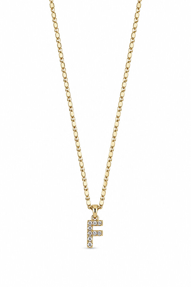 Clara Zircon Stone F Letter Gold Women's Necklace
