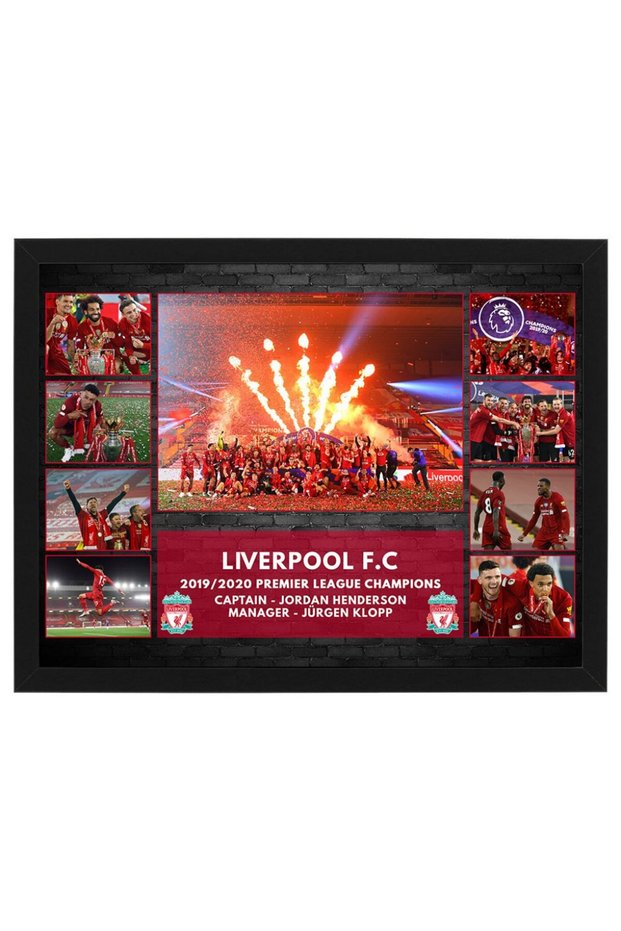 Liverpool FC 2019/2020 Premier League Champions Pre Print Collage Photo Frame - A3 Size Football Memorabilia Wall Art Picture Poster - Perfect Gift for Liverpool Fans