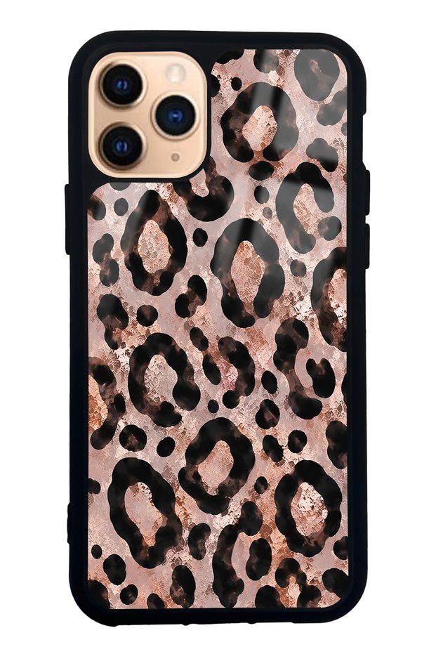iPhone 11 Pro Rose Gold Leopard Design Glossy Phone Case
