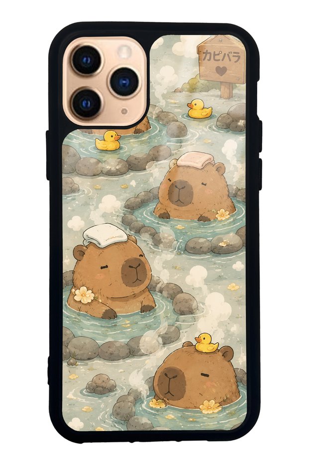 iPhone 11 Pro Capybara Onsen Design Glossy Phone Case