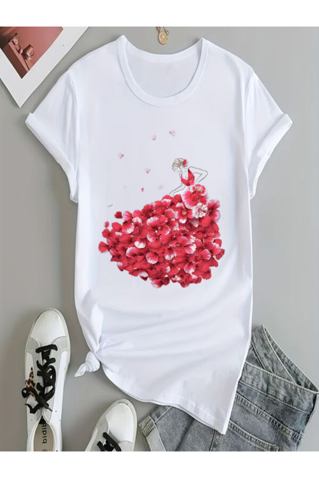 Floral Patterned Women's T-Shirt