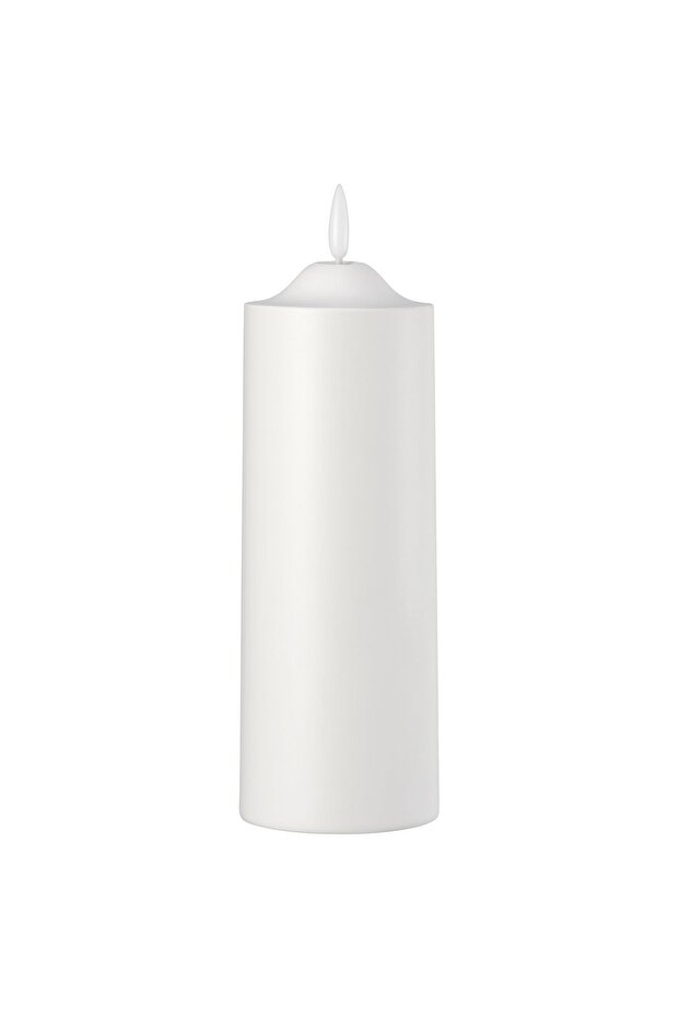SMÅLOM LED pillar candle, battery-operated white, 19 cm