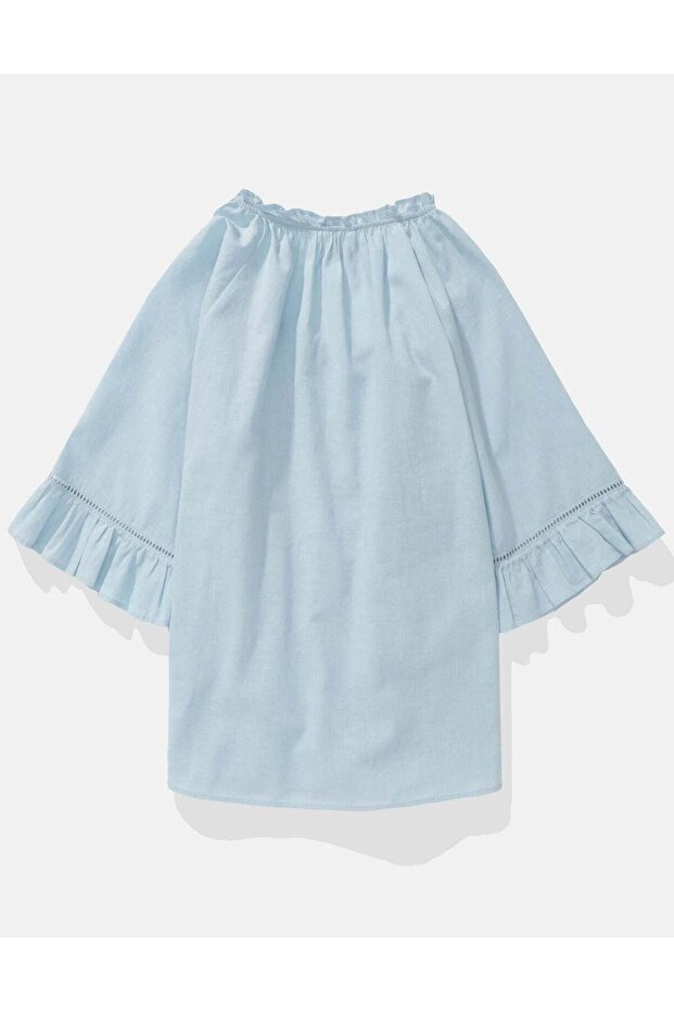 AE Linen-Blend Ruffle Blouse - 4