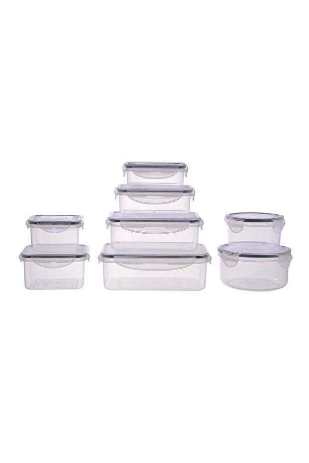 8 Piece Food Storage Container Set - Food Storage Box - Storage Boxes - Kitchen Cabinet Organizers - Food Container - Clear/Dark Blue