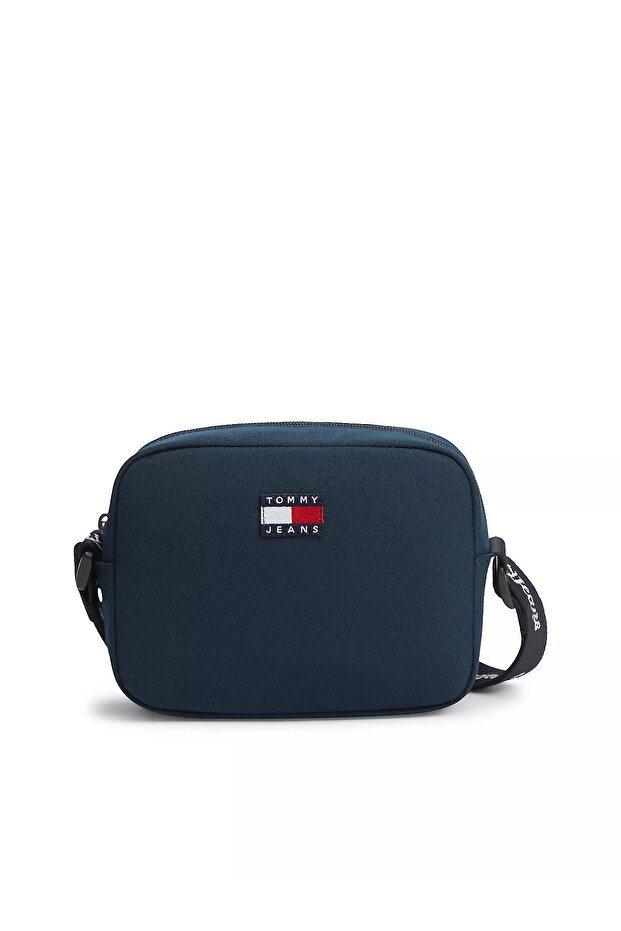 Women's Logo Printed Navy Blue Bag with Adjustable Shoulder Strap and Logo Label