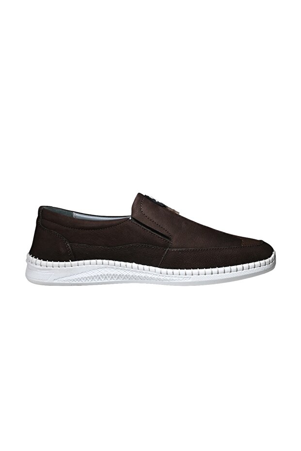 Rico men's genuine leather laceless daily comfort shoe brown
