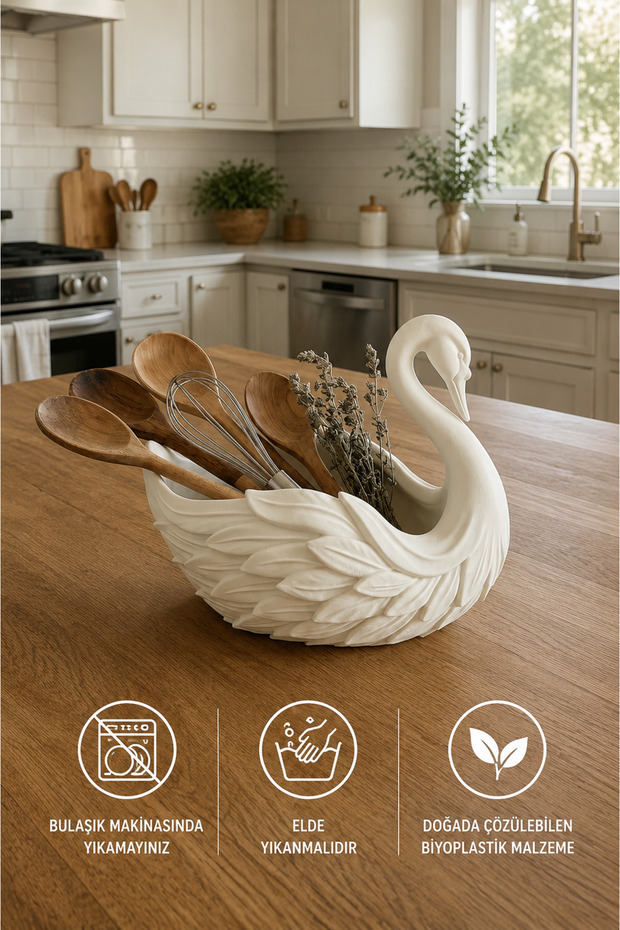 19X15 cm Swan Organizer / Kitchen Organizer / Suitable for Food Contact