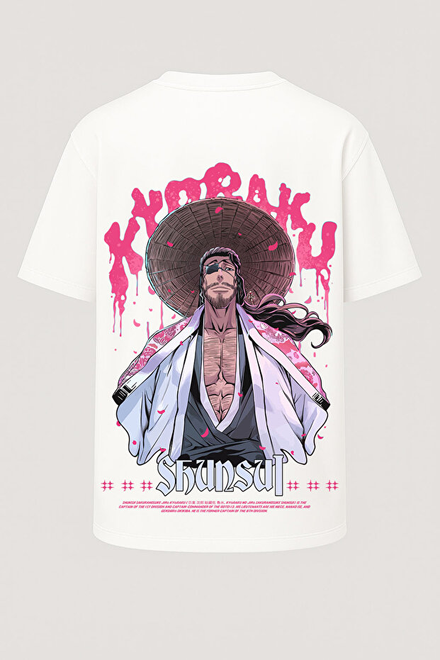 Oversize Captain Shunsui Bleach Printed T-Shirt - Large Print - Wide Cut