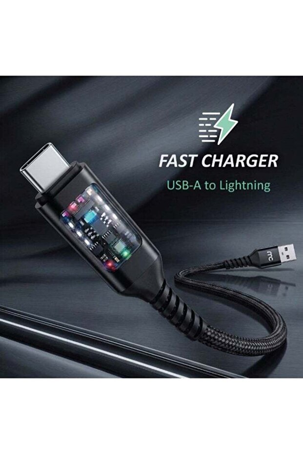 كابل شحن ونقل بيانات مجدول من نوع USB-A إلى USB-C، أسود، طراز C-D100A2C