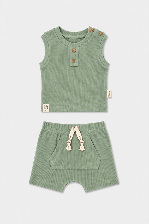 Sleeveless Mint Green Baby Boy Suit
