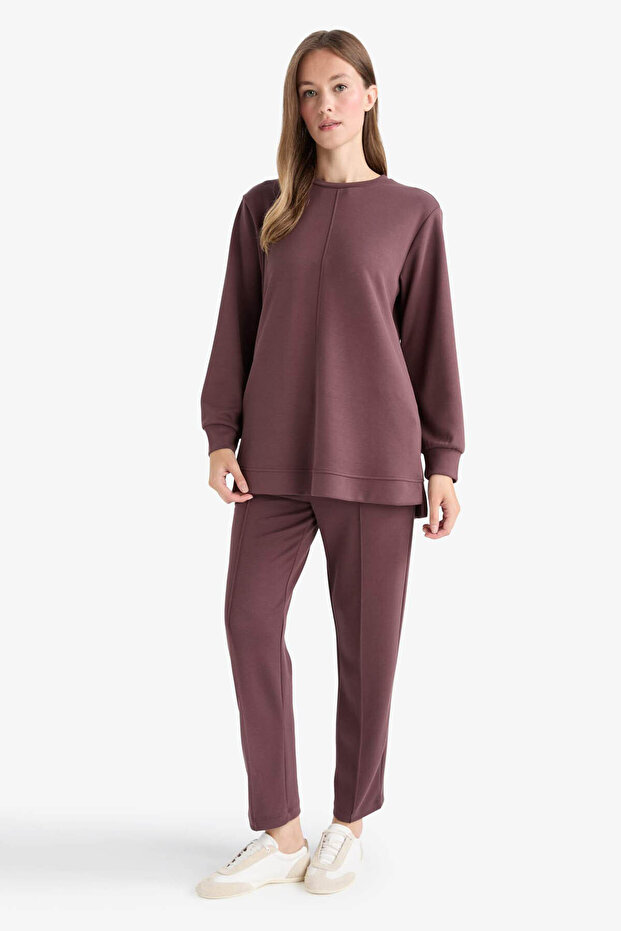 Regular Fit Elastic Waist Purple Women's Sweatpants E1954Ax/Pr512