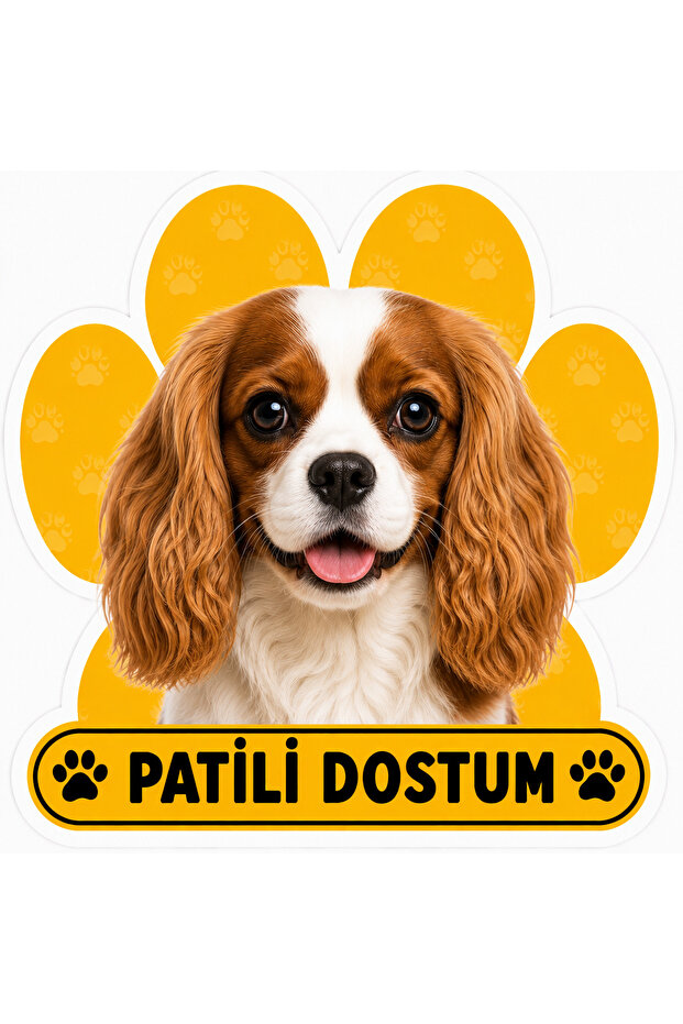 Pawed Friend Cavalier Charles Dog Sticker Label |   15X15 cm Self-Adhesive Foil