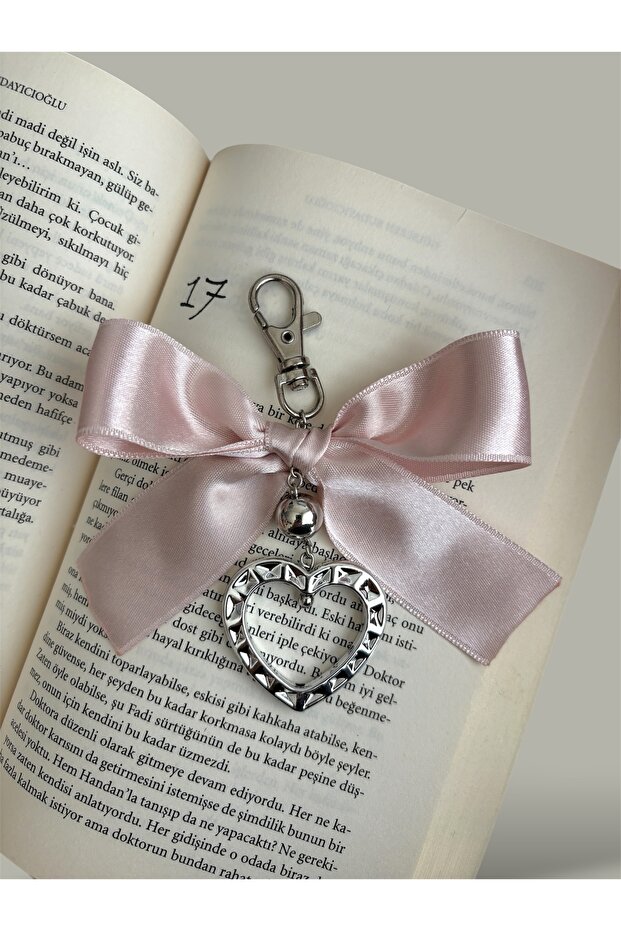 Coquette ribbon bow heart fairycore bag charm and keychain