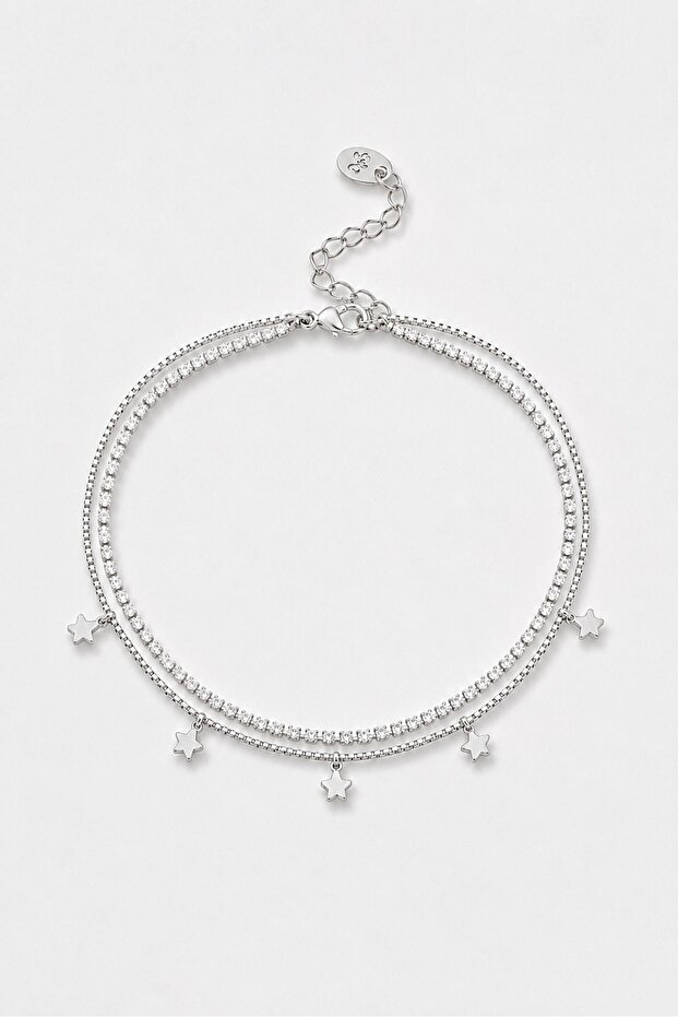 Double Row Dangle Star Anklet - 2