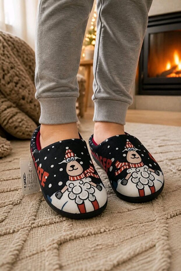 Figured Indoor Children's Slippers with Soft Sole, Size 29