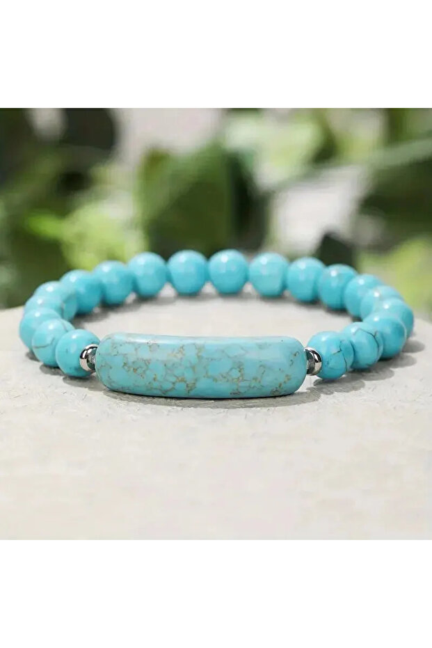 8.5cm Turquoise 1pc Handmade Stone Bracelet Turquoise Malachite Gemstone Crystal Rough Bracelet Bod
