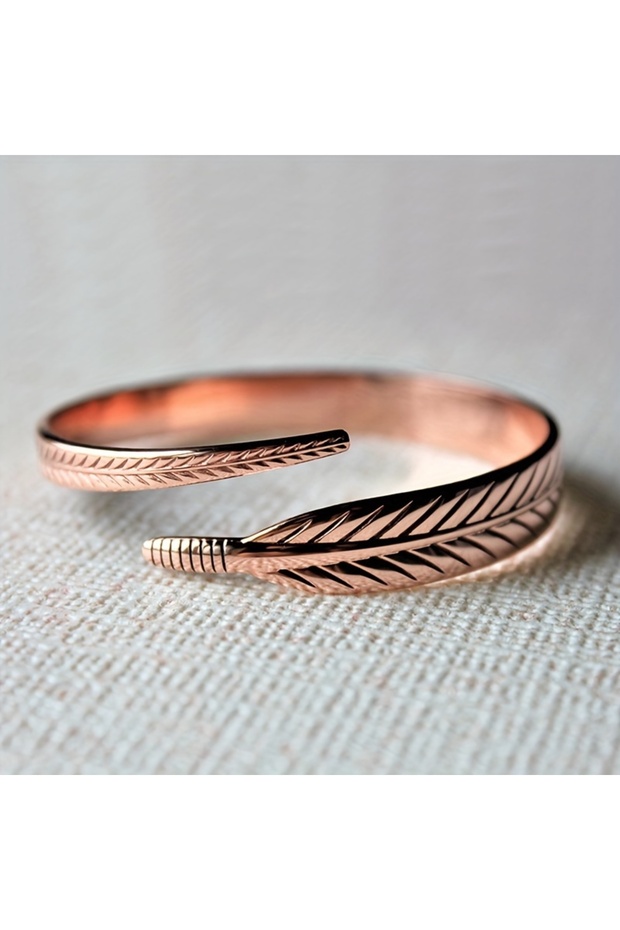 TKB149 Eelgant Vintage Pure Cooper Feather Wing Cuff Bangle for Men Women Fashion Punk Style Wristle