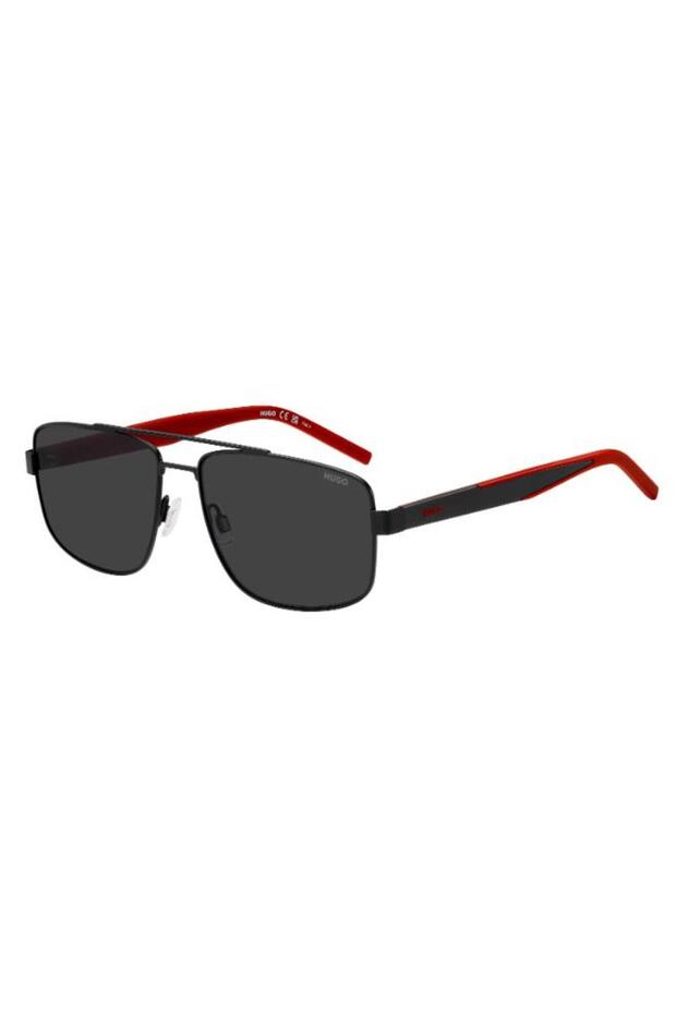 UV Protected Sunglasses Matte Black Frame Grey Mirror Lens 59mm - HG-1338/S-003
