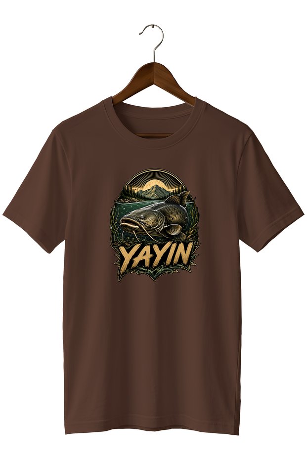 Catfish Printed Unisex T-Shirt Fishing Outdoor Fishing Themed Crew Neck T-Shirt