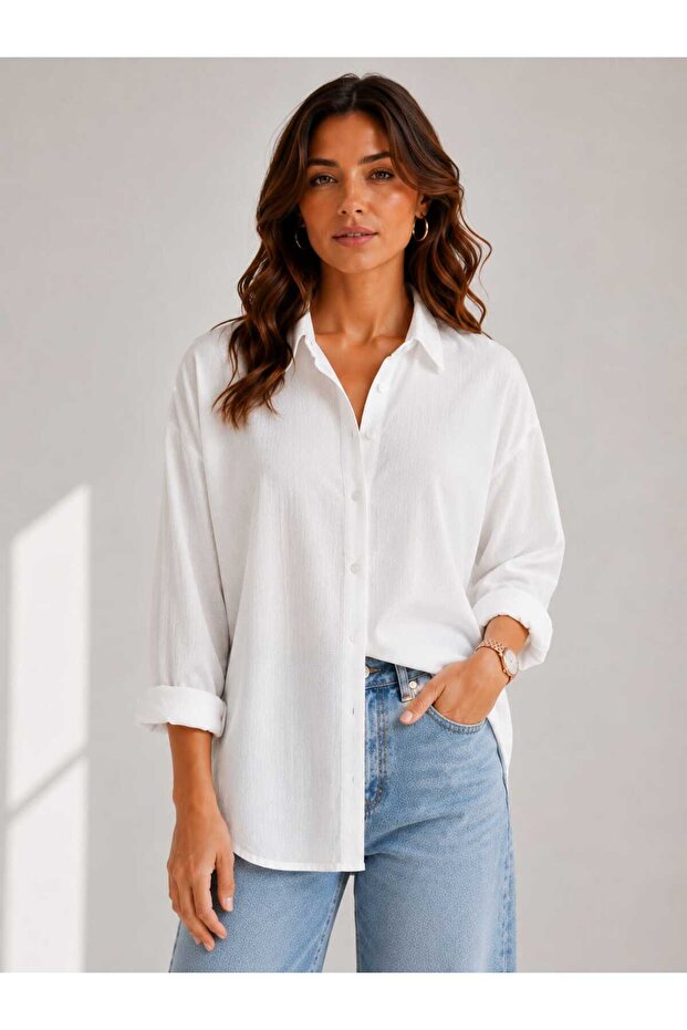 Oversized Shirt with Stripe Stone Accessories