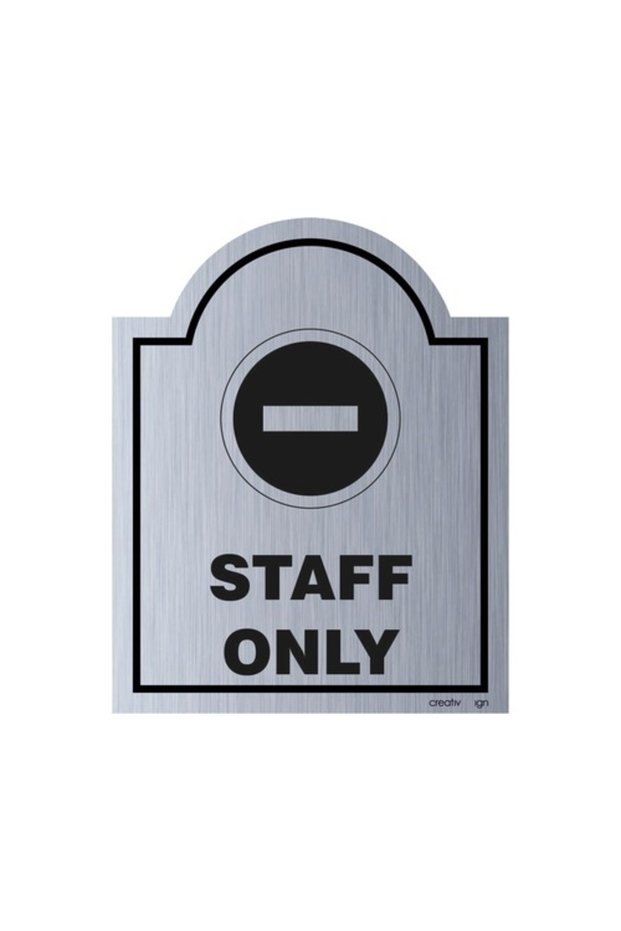 "Staff only" warning indicator, silver ABS plastic