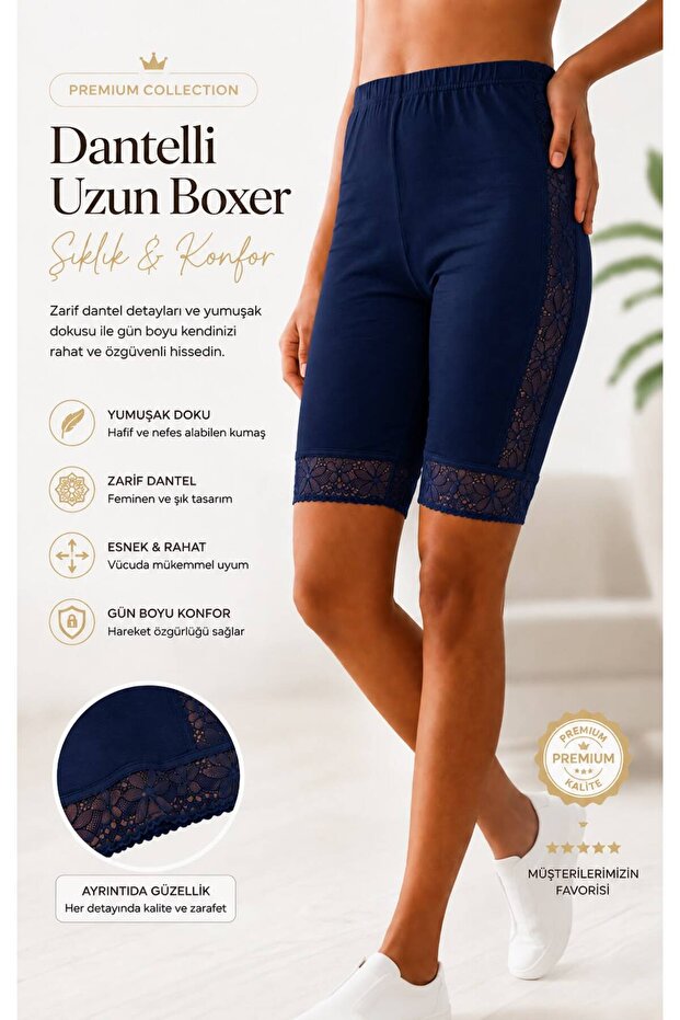 Women's Lace Striped Short Leggings Long Boxer