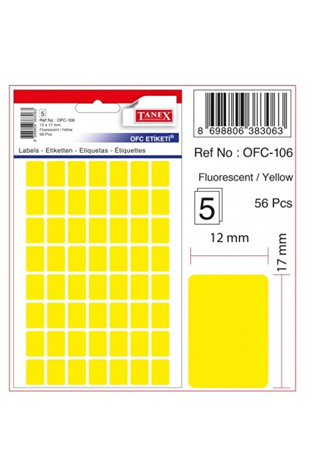Label Ofc-106 Yellow 2 Packs of 10