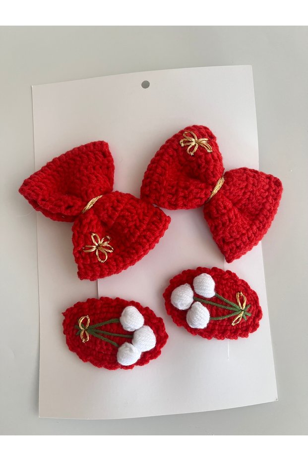 Girl's Knitted Snap Buckle Set (4 Pieces)
