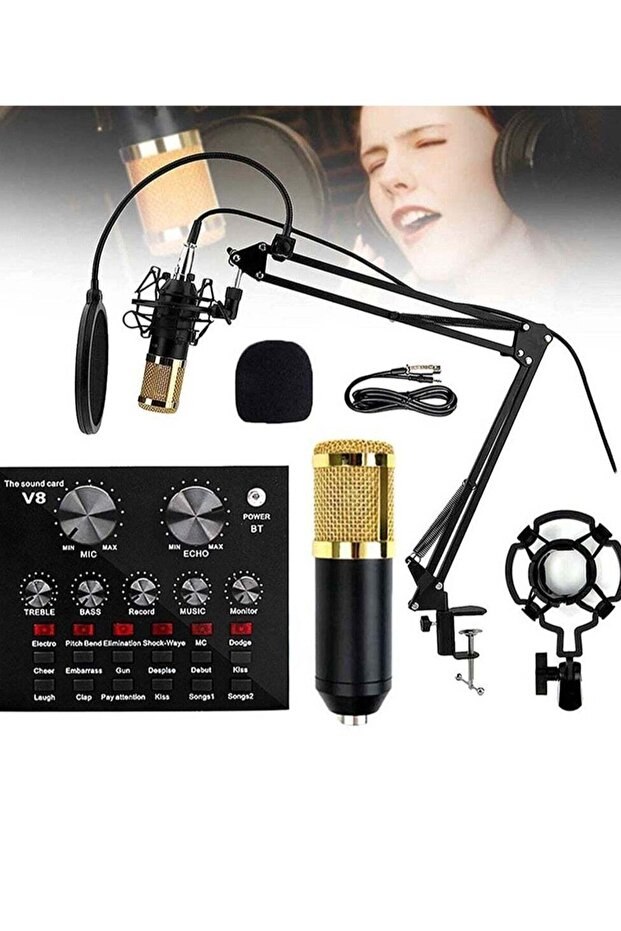Microphone, Live Sound Card & BM800 Suspension Microphone Kit