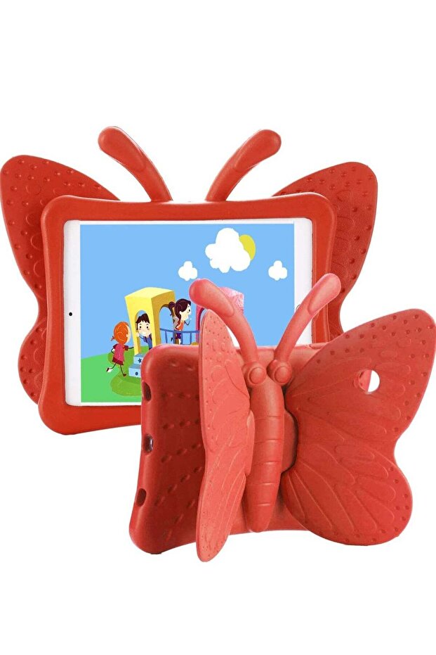 Feitenn 3D Cartoon Butterfly Kid Proof Shockproof Case for iPad 5/6/Pro 9.7/New iPad 2017 (Red)