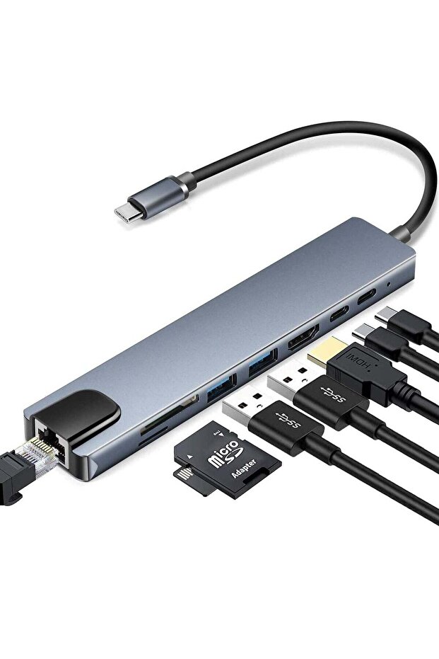 8-in-1 USB C Hub Multifunction Adapter – USB Docking Station for MacBook & Windows