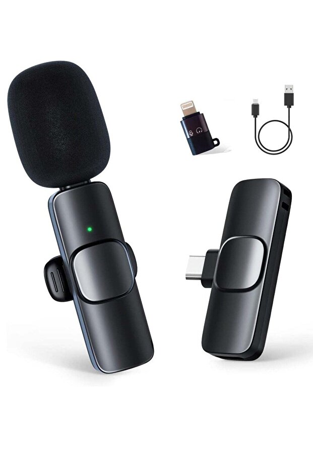 Wireless Lavalier Microphone, Clip Mic for Smartphone, Laptop, Video Recording, Live Stream