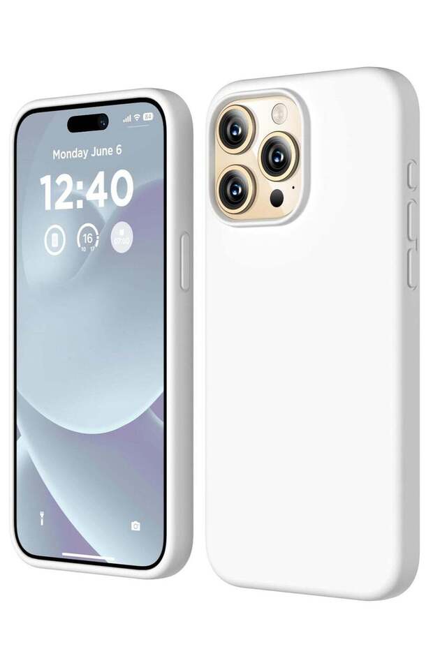Compatible with iPhone 15 Pro Max Liquid Silicone Full Body Shockproof Protective Case - White