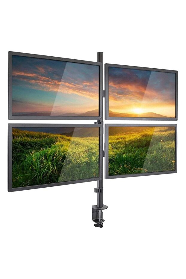 Quad LED LCD Monitor Desk Mount Adjustable Stand Holder Heavy Duty for 4 Screens 14"-26" | Height Adjustable