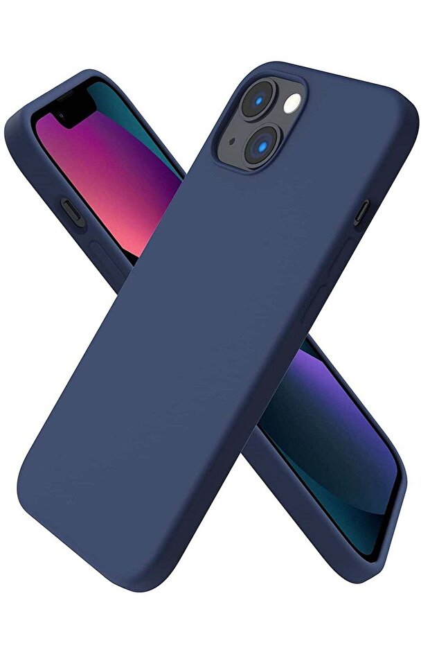 iPhone 14/13 Case with Screen Protector, Soft Flexible Silicone Gel Rubber Bumper, Navy