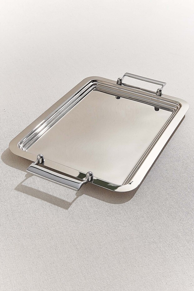 Misafir Metal Rectangular Tray, Stylish Serving Tray