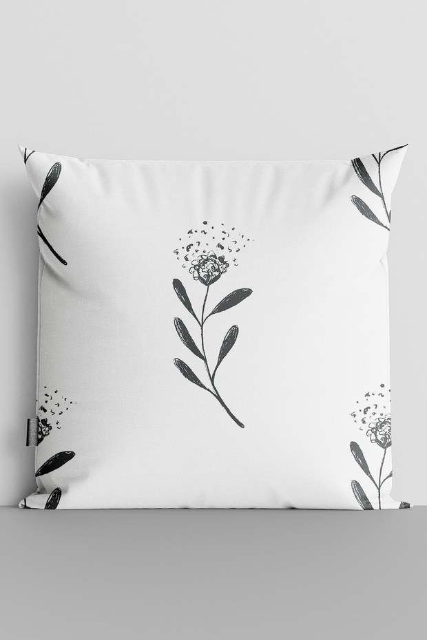 Black Flowers Double Sided Digital Printed Throw Pillow Cover